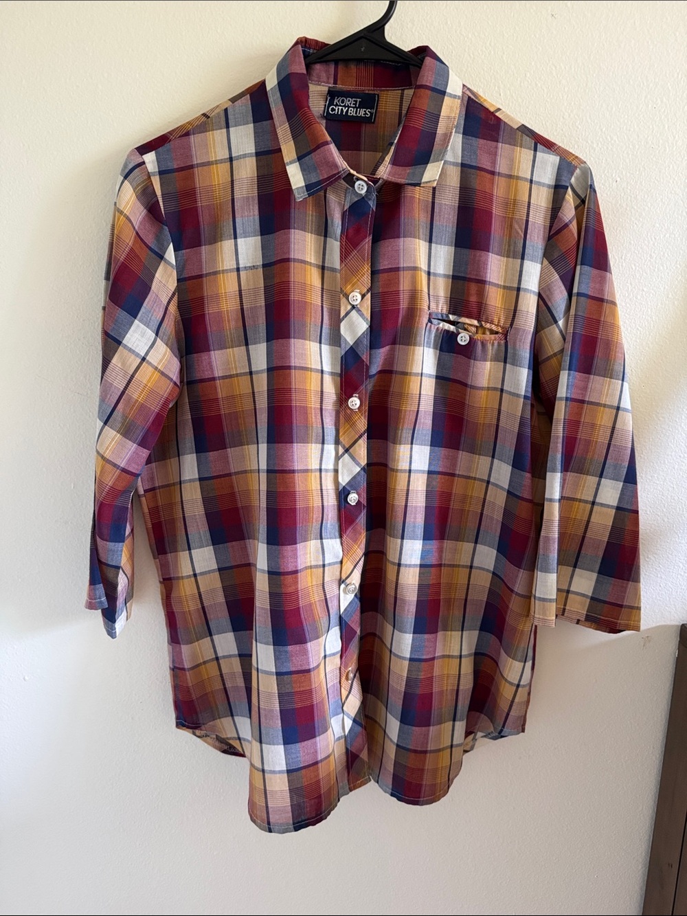 Koret Plaid Button-Down Shirt in Burgundy, Mustard & Navy